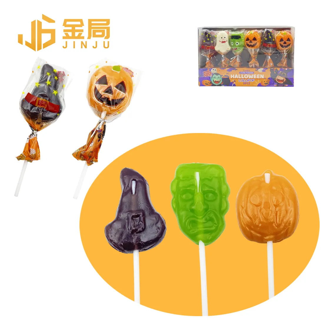 Venda quente Lollypop Doces Frutas Sabor Criativo Piruleta Halloween Doces