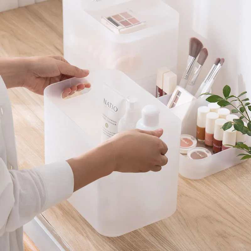 Haushalts lagerung Plastik boxen Behälter bilden Organisation bequeme Tasche Kunststoff Stapelbare Badezimmer Vanity Counter top Storager