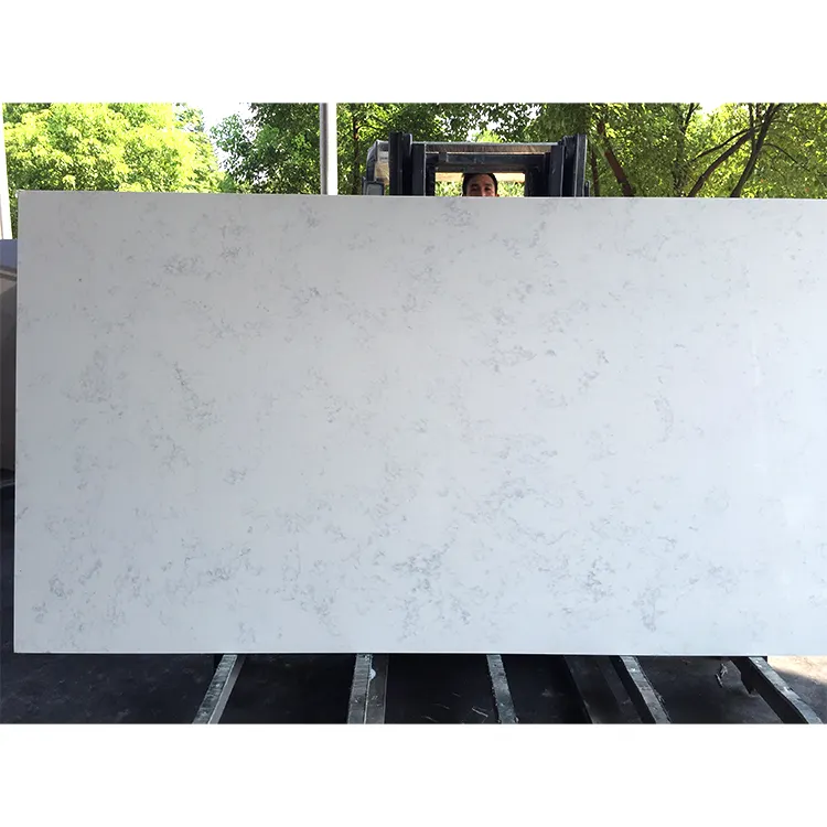 SH7820 vendite calde Carrara bianco a buon mercato quarzo bianco pietra lastra marmo quarzo pietra Carrara quarzo bianco pietra