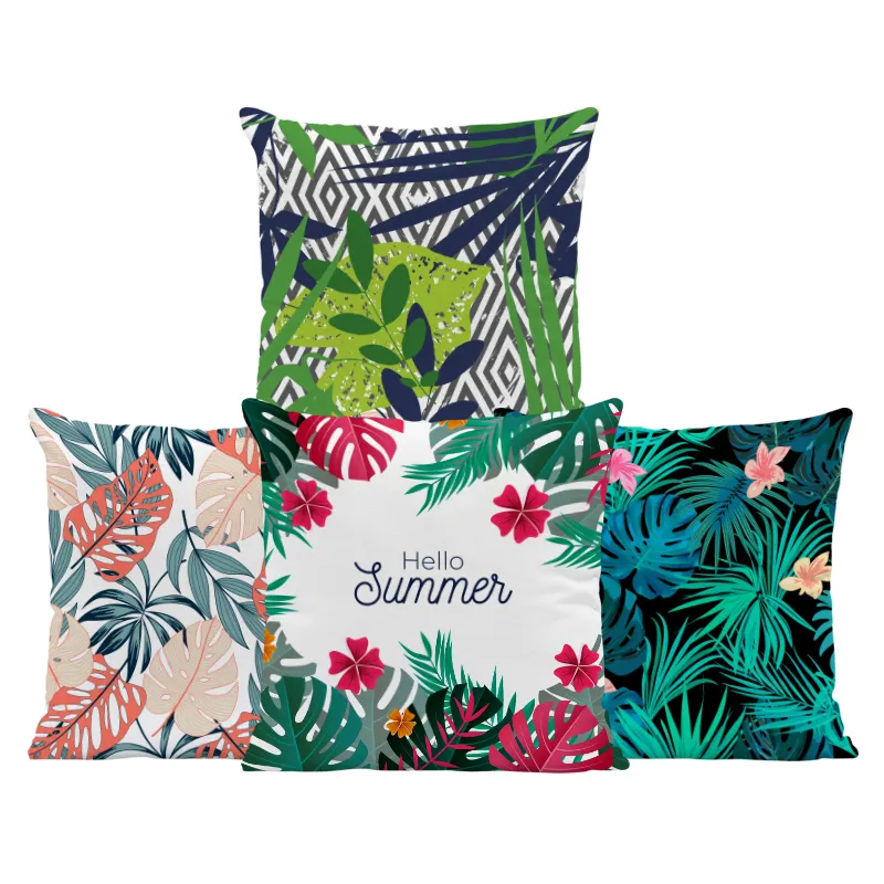 Custom Housse De Coussin Flower Jungle 45*45 Print Velvet Fresh decorative Throw Pillow Covers For Room