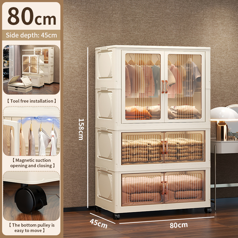 80cm-2capas+doble puerta+Gris Transparente