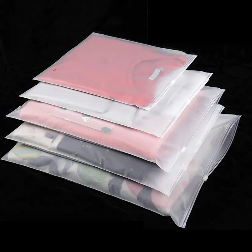Custom Printing Plastic EVA PE PP PVC Frosted Poly Slide Clothes Underwear Tshirt Packaging Zipper Bags With Own Logo