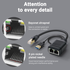 Doonjiey RJ45 <strong>Ethernet</strong> Splitter 1 to 2 Port Network Switch Adapter PVC Jacket 2 Female LAN Adapter Converter for Cat 5 5e 6 IPTV - Product Image 6