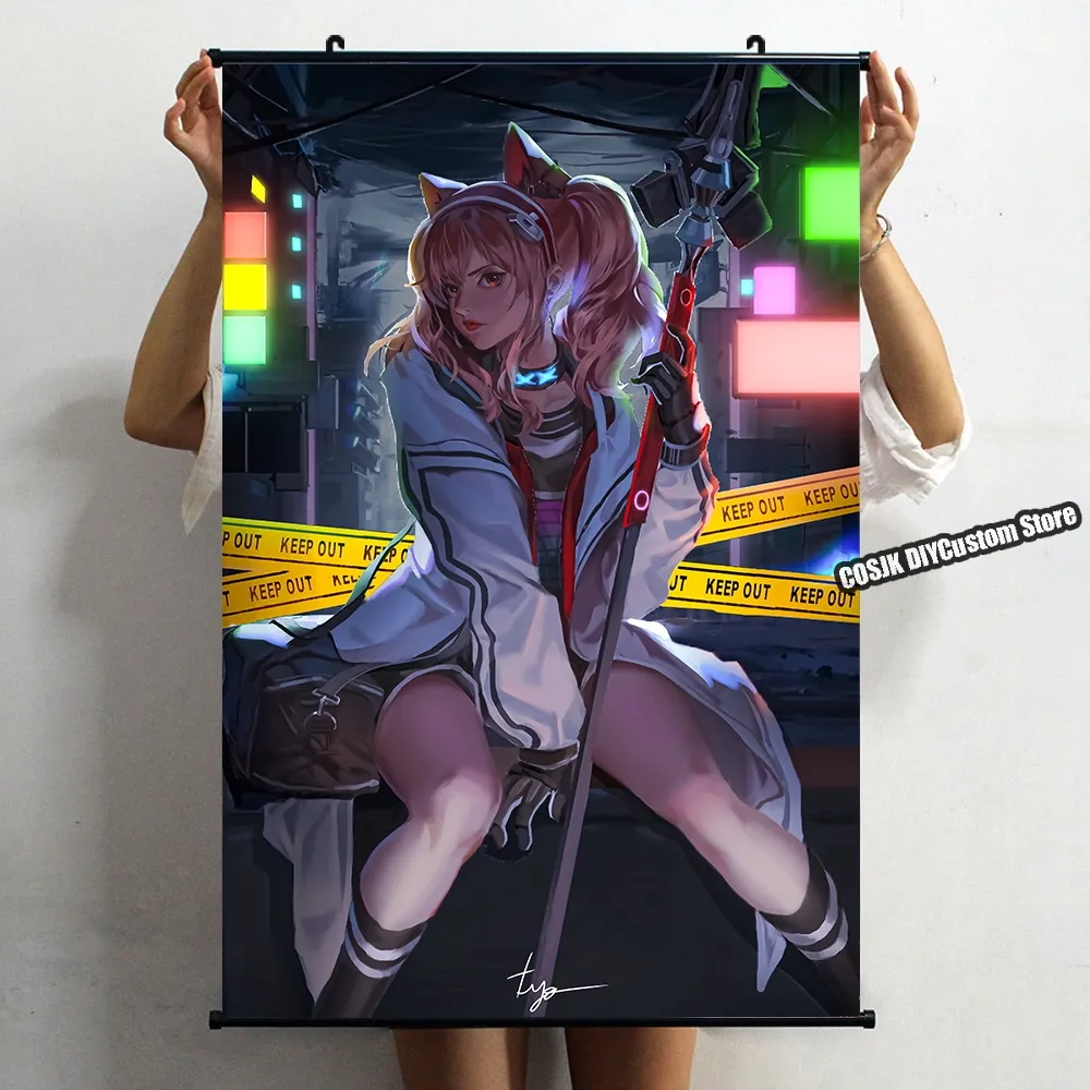 Nuevo póster de Anime Arknights Angelina, impresión en lienzo, rollo de desplazamiento de pared, impresión para decoración del hogar, pintura HD, arte coleccionable, regalos