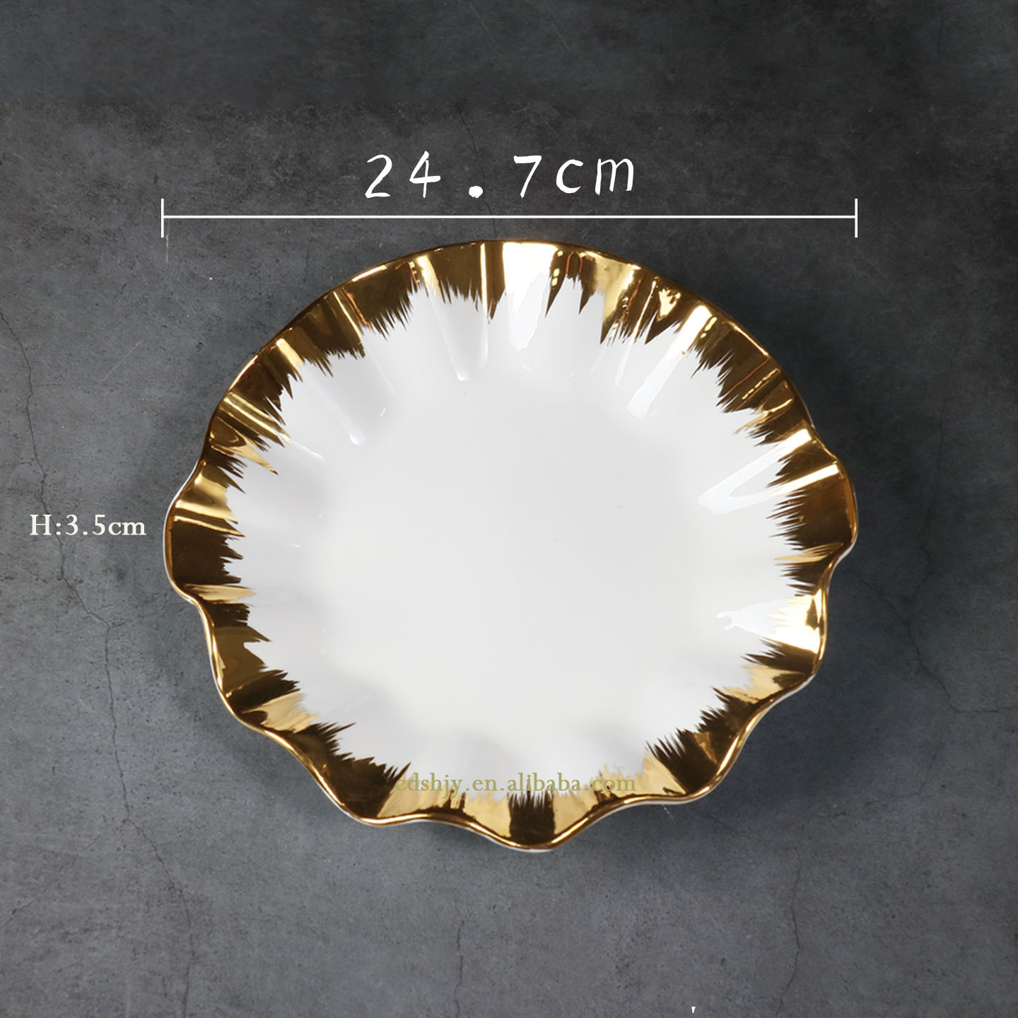 Gold-plated edge 10inch lotus leaf plate