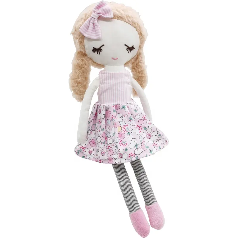 Boneca de Pano com Vestido Removível Heirloom Stuffed Animal Brinquedos Art Dolls Modern Blonde Girl Plushies para Twins Custom Cotton Linen