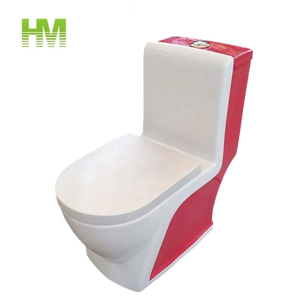 4 pouces S-trap Wash Down One Piece Salle de bain en gros Céramique Couleur rouge Toilette