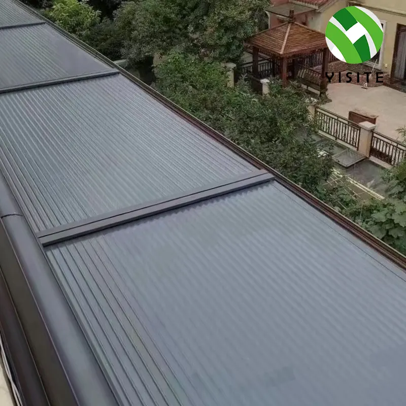 Estilo moderno tamaño personalizado vidrio de seguridad a prueba de sol techo solar de aluminio con persiana