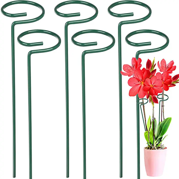 Estacas de 45cm para plantas, soporte de tallo único, jaula para plantas, anillo de soporte para flores de jardín, Rosa