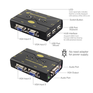 4 Port VGA <strong>KVM</strong> <strong>Switch</strong> with USB Hub and Audio Support Wireless Keyboard Mouse Connection and Push Button Switching Function