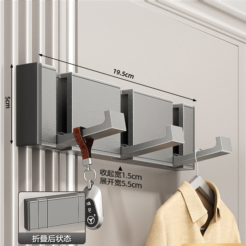 Aluminum Folding Concealed Hook Set - Gunmetal Gray 3 Hooks