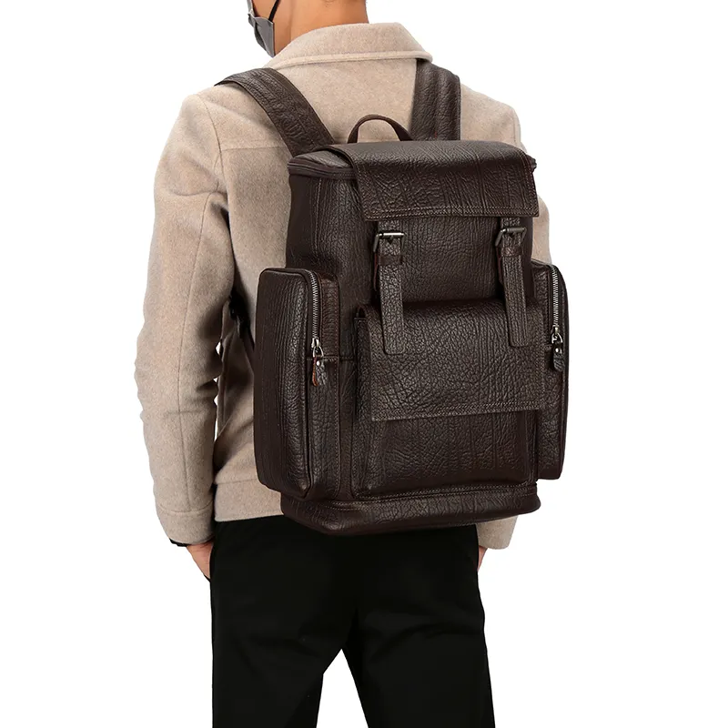 Benutzer definierte Vintage Casual Business Outdoor wasserdichte Reisetasche Herren Laptop Echt leder Rucksack Rucksack Rucksack für Männer