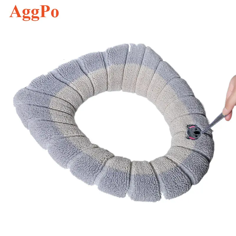 Bathroom Soft Thicker Warmer Stretchable Washable Cloth Easy Installation & Cleaning Comfortable Toilet Seat Cover Pads
