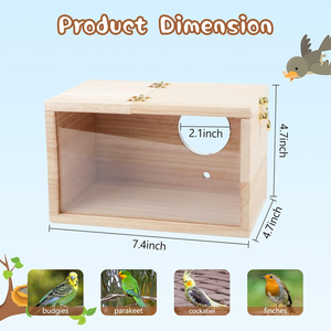 บ้านนกโปร่งใสส่วนบุคคลสำหรับกรงนกธรรมชาติกล่องเพาะพันธุ์สำหรับนกแก้วและนกขนาดเล็กอื่นๆ - Product Image 3