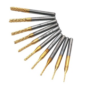 10個0.6-3.175mmチタンコーティングされたカーバイドPCBフライスカッターCNCルータービッツコーンエンドミルPCB機械フライスツール用 - Product Image 2