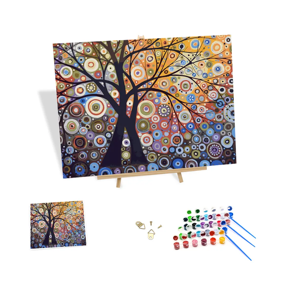 New Abstract Painting by Numbers Tree Colorful Acrylic Paint by Number Oil Canvas Painting Landscape Wall Art Home Decor