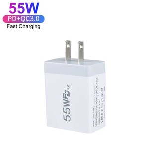55W3ピンUK EU USAU携帯電話充電器デュアルPD20WデュアルQC3.03.1A急速充電電源アダプターUSB壁充電器
