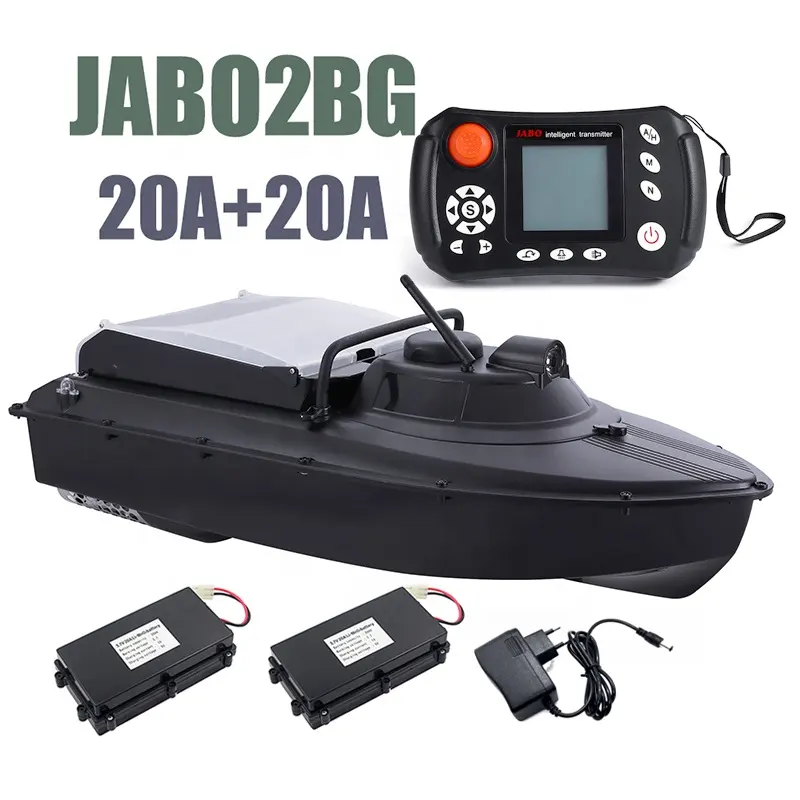 JABO2BG-Localizador de peces teledirigido con casco de plástico, sonar buscador de peces con gps, dos baterías, 20A * 2