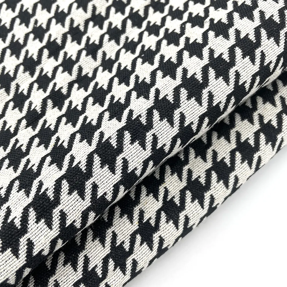 Tela jacquard de algodón polivinílico para tapicería, nuevo estilo, negro, blanco, pata de gallo