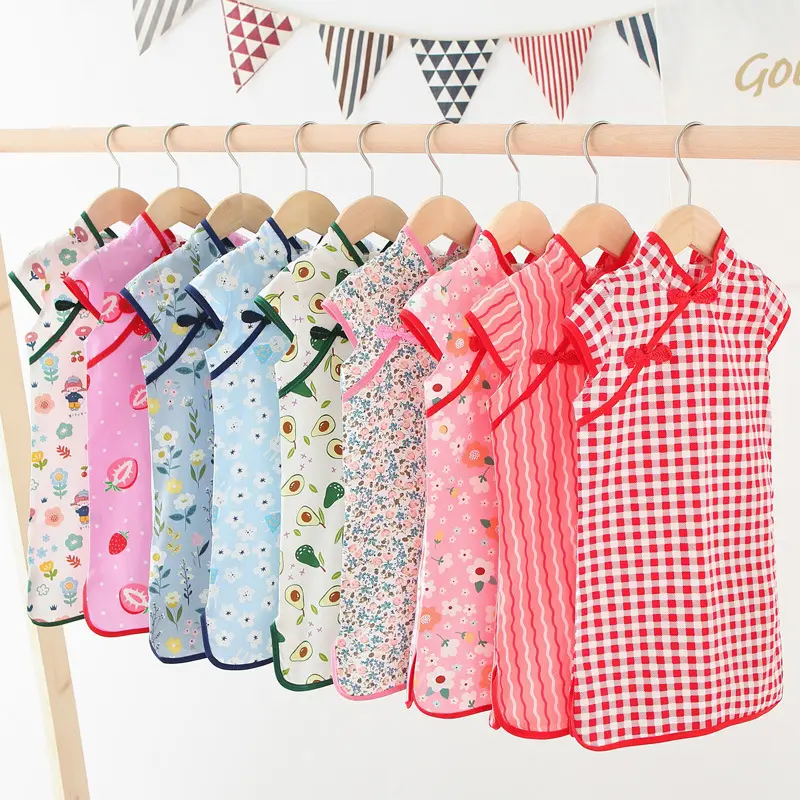 Cheongsam de estilo chino para niños, vestido Floral para bebés, Qipao, vestidos de princesa de primavera