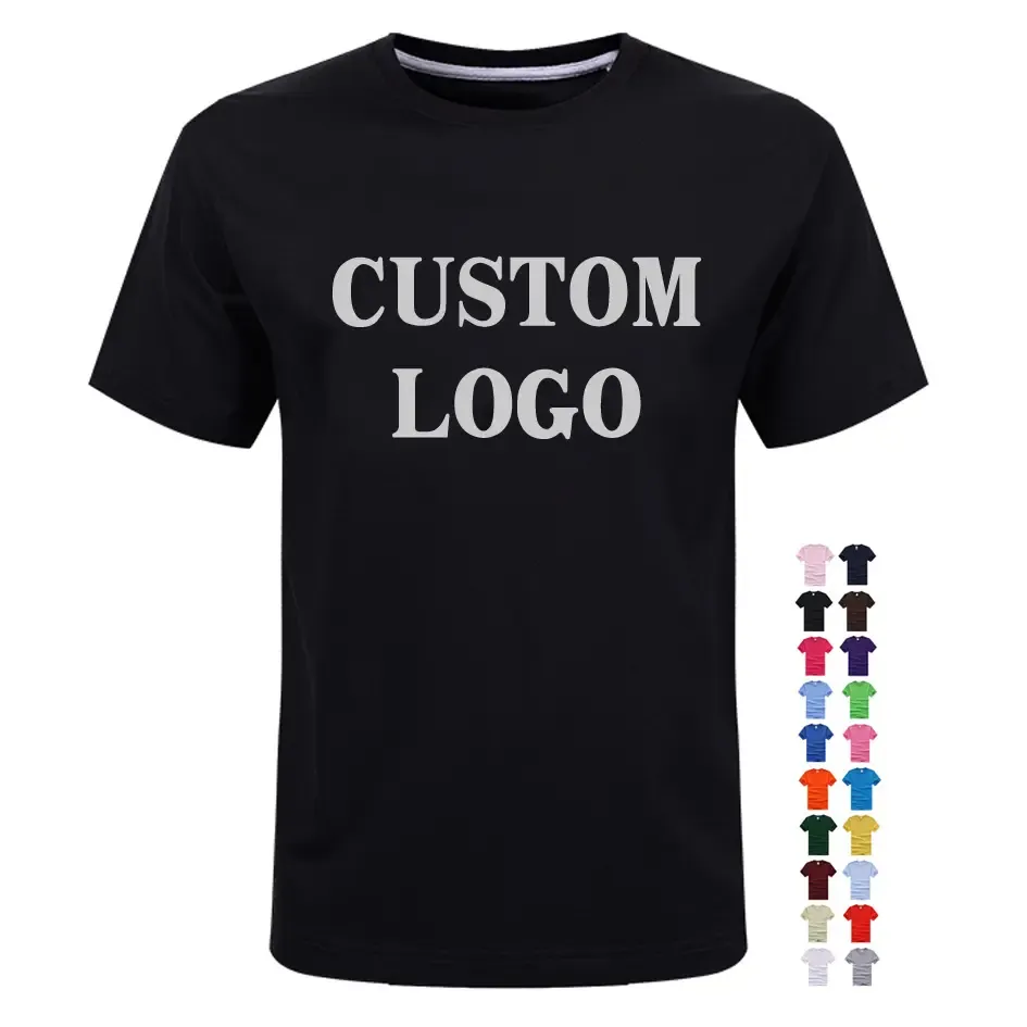 T-shirt vierge T-shirt personnalisé T-shirts pour hommes Échantillon gratuit personnalisé pour hommes décontracté éponge tissé impression Logo personnalisé coton