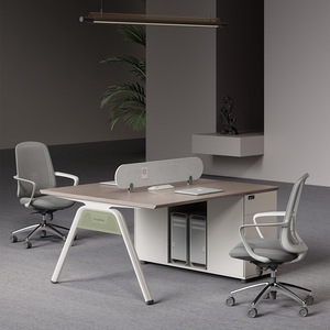 Moderno MFC MDF Escritorio de oficina para trabajadores Muebles modulares Mesa de computadora con pedestal móvil