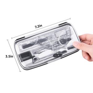 10 parça matematik kiti içerir pusulalar grafit silgi kalemtıraş iletki üçgenler cetvel ve taşıma kutusu - Product Image 3