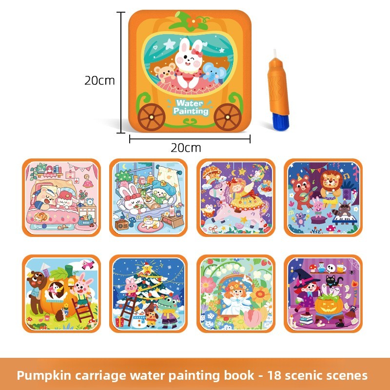 Libro di pittura ad acqua con carrozza di zucca (può essere ripetuto