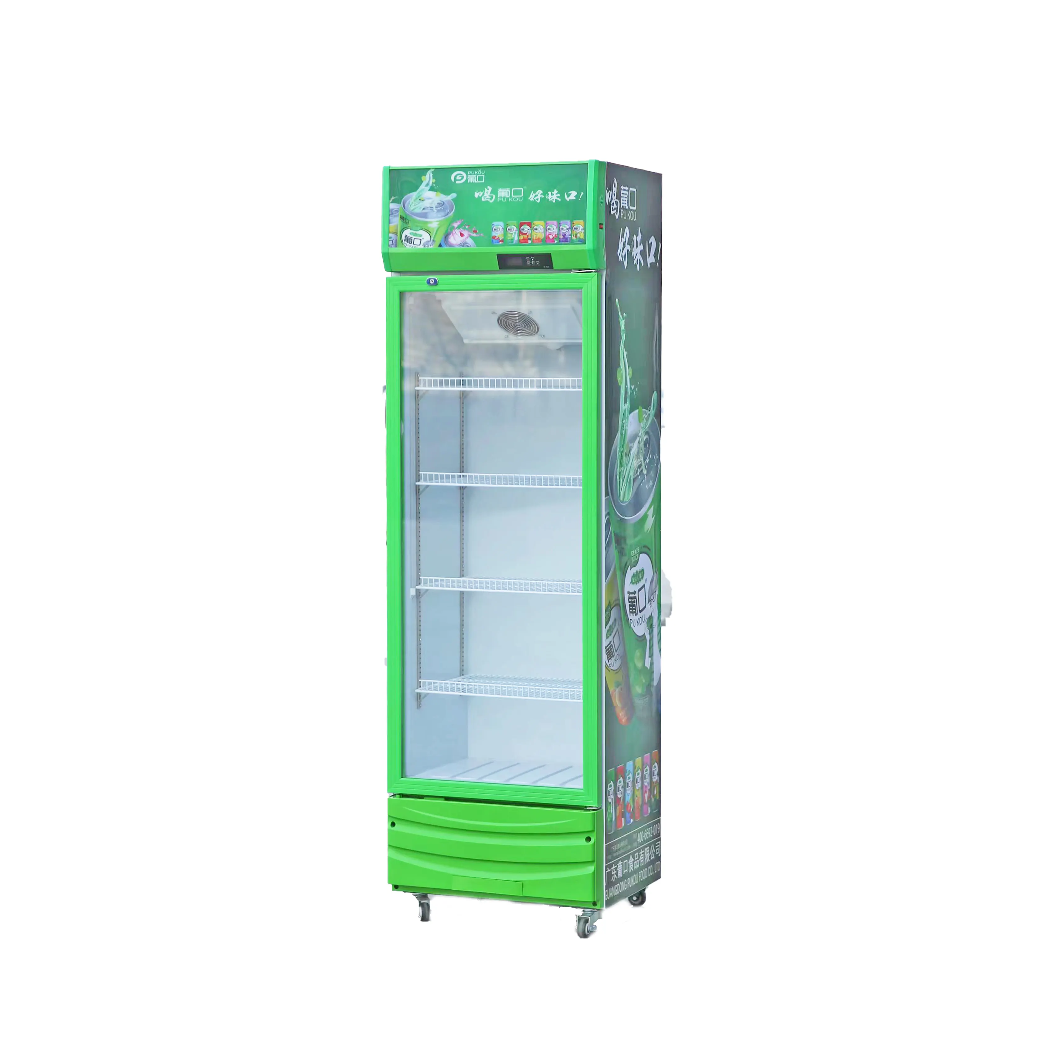 Enfriador comercial de bebidas de una sola Puerta de tamaño grande, refrigerador, exhibición de bebidas, vitrina de vidrio para supermercado