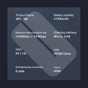 M8 WiFi เราเตอร์ไร้สายแบบพกพา2100มิลลิแอมป์ฮอตสปอตพกพา WIFI 2.4 5กรัม WiFi โมเด็มเราเตอร์พกพา - Product Image 3