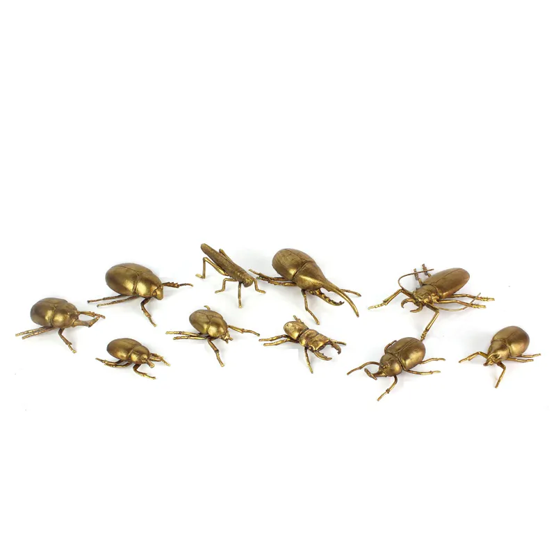 Großhandel Harz Neue 3D Gold blatt Ameisen käfer Insekt geschenk Skulptur Für Home Dekoration