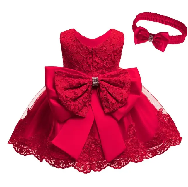 かわいいドットサマーベビードレスビッグボウノースリーブプリンセスドレスコットン幼児ドレス女の赤ちゃんの服