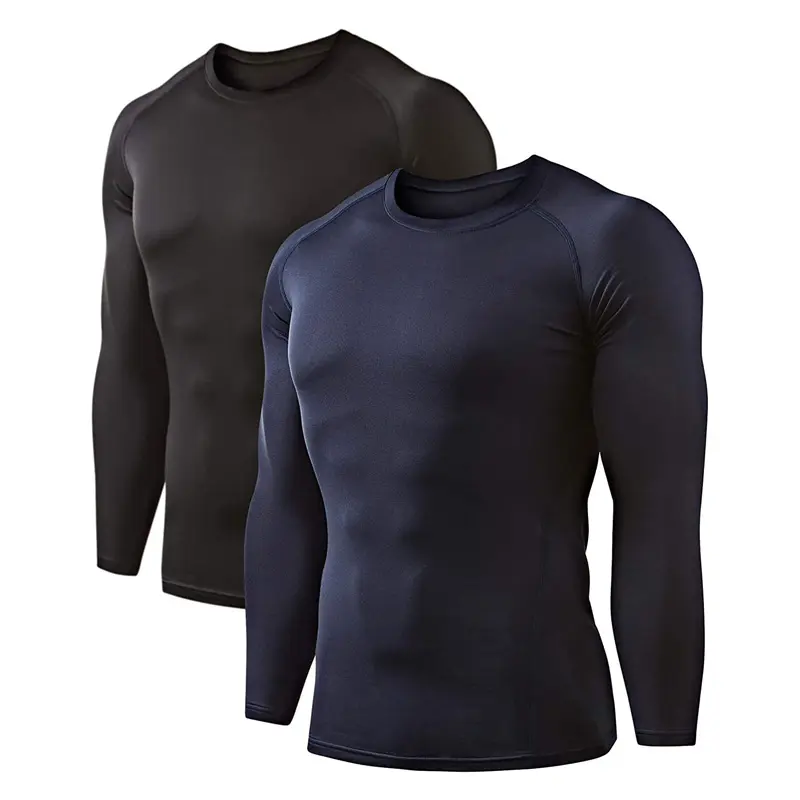 Erkekler sıkıştırma gömlek Mma Rashguard Fit tutmak spor uzun kollu taban katman cilt sıkı ağırlık kaldırma elastik erkek T shirt