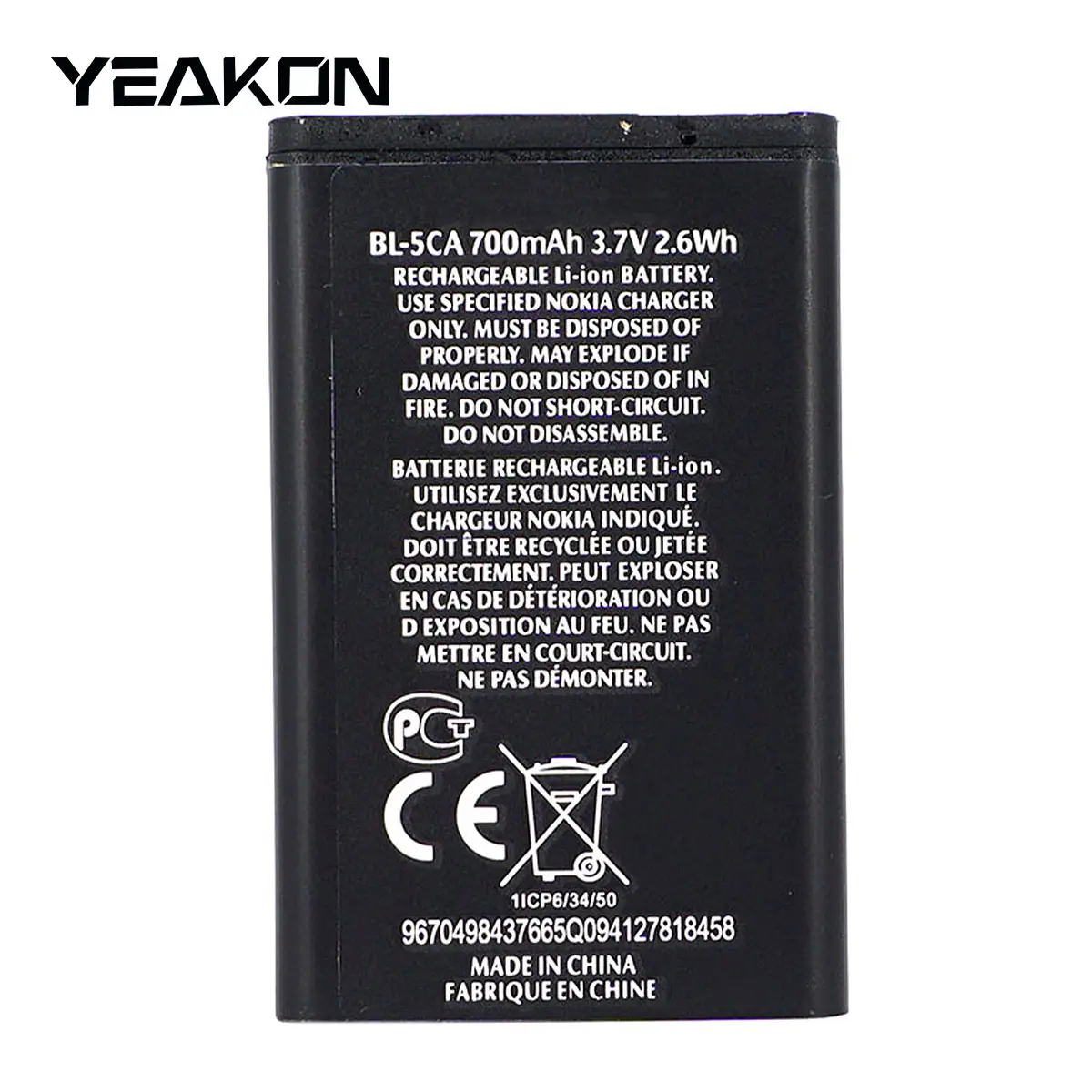 BL-5CA Hot sale senior quality bateria li-ion para Nokia 6230 6600 3100 N70 N71 N91 3.7V 700mAh bateria de substituição