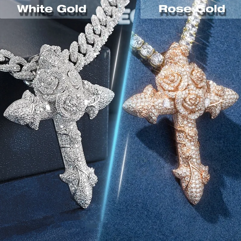 VVS Moissan ite Diamond Cross Anhänger Sterling Silber Jesus Kreuz für Halskette Männer Frauen Fine Jewelry Charm
