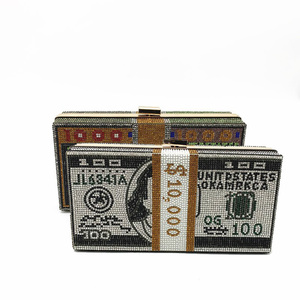 Fabrik liefern volle Diamant kleine quadratische Tasche US-Dollar Abend tragen Handtasche Diamant-verkrustete Damen Warteschlange Hochzeits tasche - Product Image 2