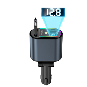 Fast Charging Car Phone Station <strong>Charger</strong> 4 in 1 LED Digital Display Retractable 2 Cables Type C Car Adapter for <strong>All</strong> Mobile Phone - Product Image 2