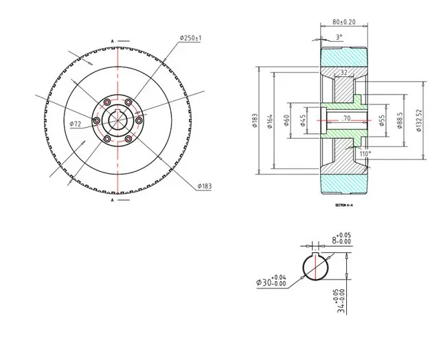 S-S AGV Drive Caster Wheel 250 x 80 mm