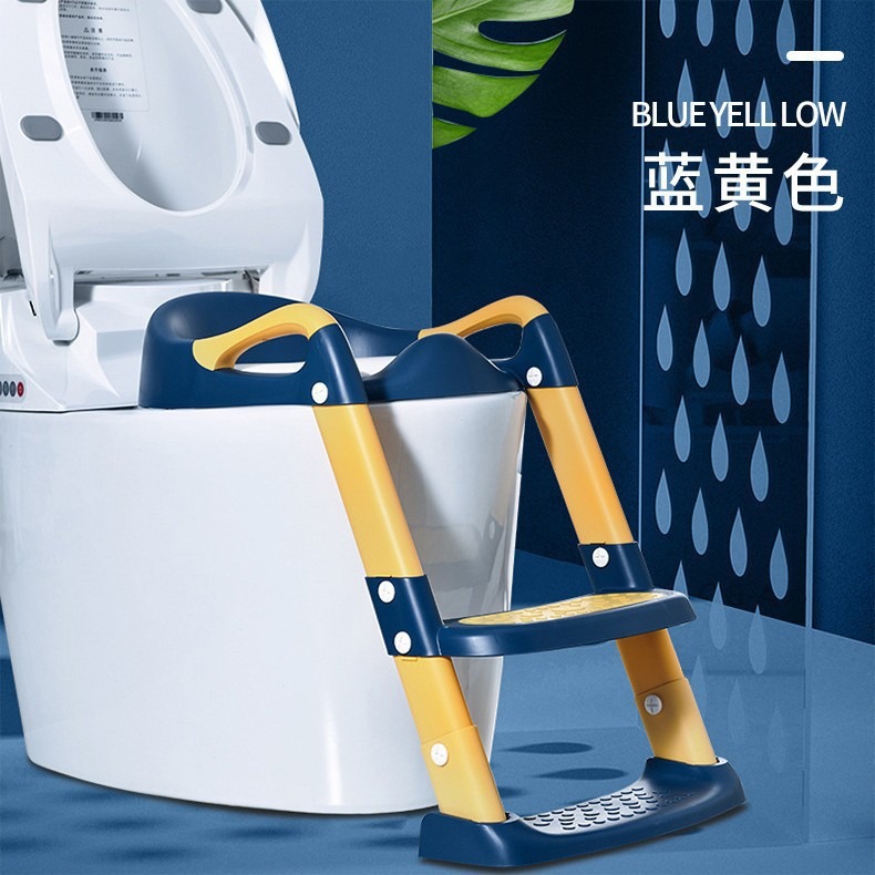Stepped toilet, PVC, blue and yellow
