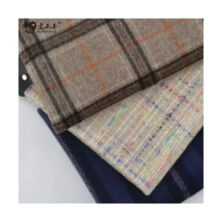Stylish Customized Checkered Double-sided 100% Wool Cashmere Plain Wool Fabric For Overcoat