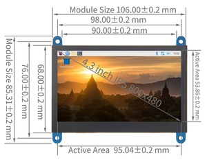 YZY 4.3 pollici Raspberry Pi Monitor industriale LCD senza Driver 800*480 TFT composizione pannello - Product Image 2