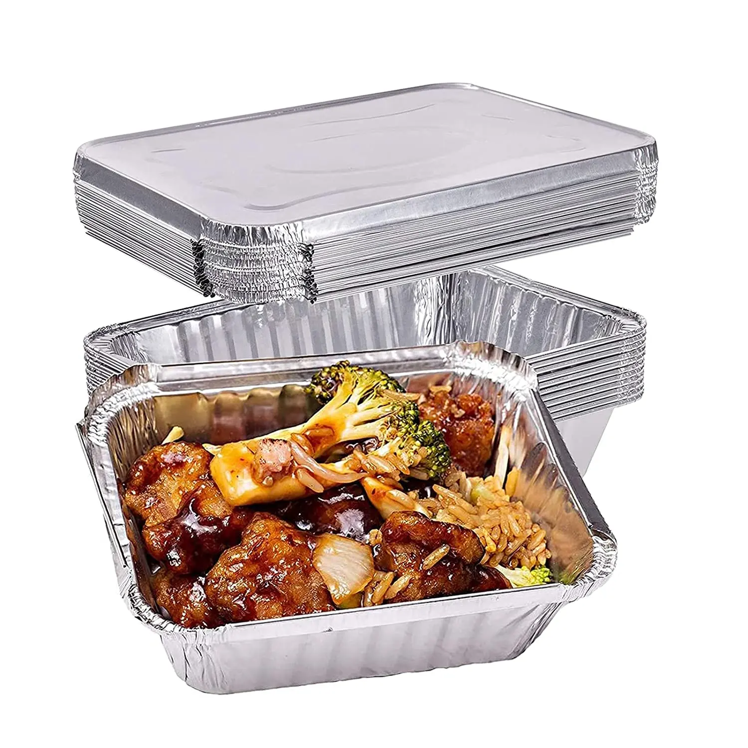 Promotion Price Rectangle Disposable Aluminium Foil Takeout Food Packaging Container For Sale