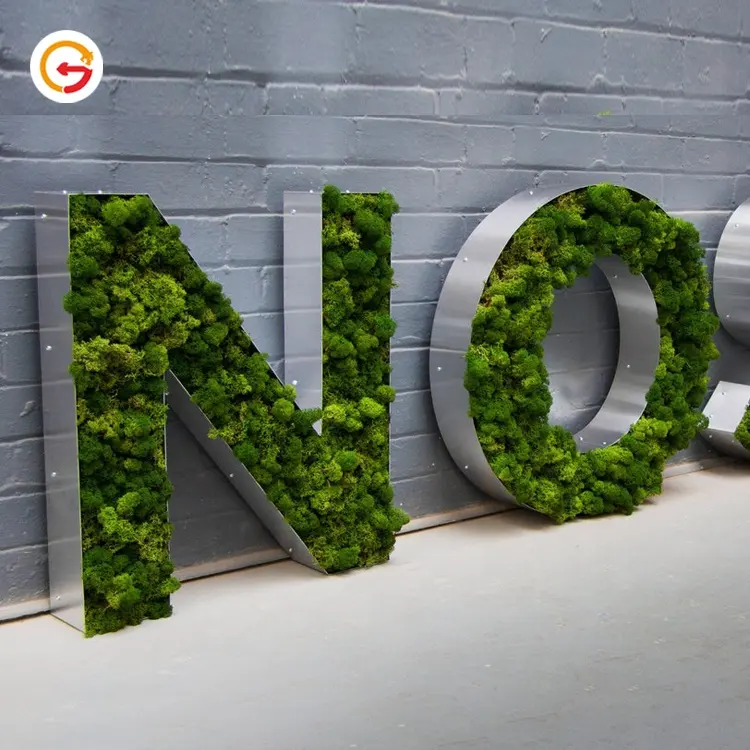 JAGUARSIGN Manufacturer Custom Moss Sign Letters Company 3D Artificial Grass Moss Logo Wall Signage