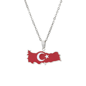 Anniyo Republic of Iraq Map Flag Pendant Necklaces Jewelry Charms Map of Iraq Chain Necklace - Product Image 5