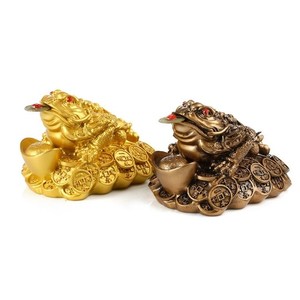 幸运金蟾装饰三脚蟾蜍家居风水金chan楚树脂钱青蛙雕像幸运 - Product Image 1