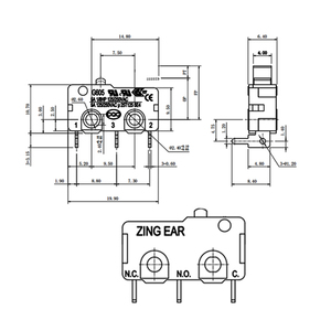 25T125 5E4 5A 125/250VAC 30VDC 1mm seyahat 3 Pin PCB yapış eylem Limi Tact Mini dik açı mikro anahtarı - Product Image 2