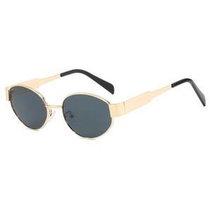 2024 popüler Vintage Punk serin Oval güneş gözlüğü kadın erkek Metal altın küçük güneş gözlüğü Metal çerçeve sürüş erkek Shades gözlük