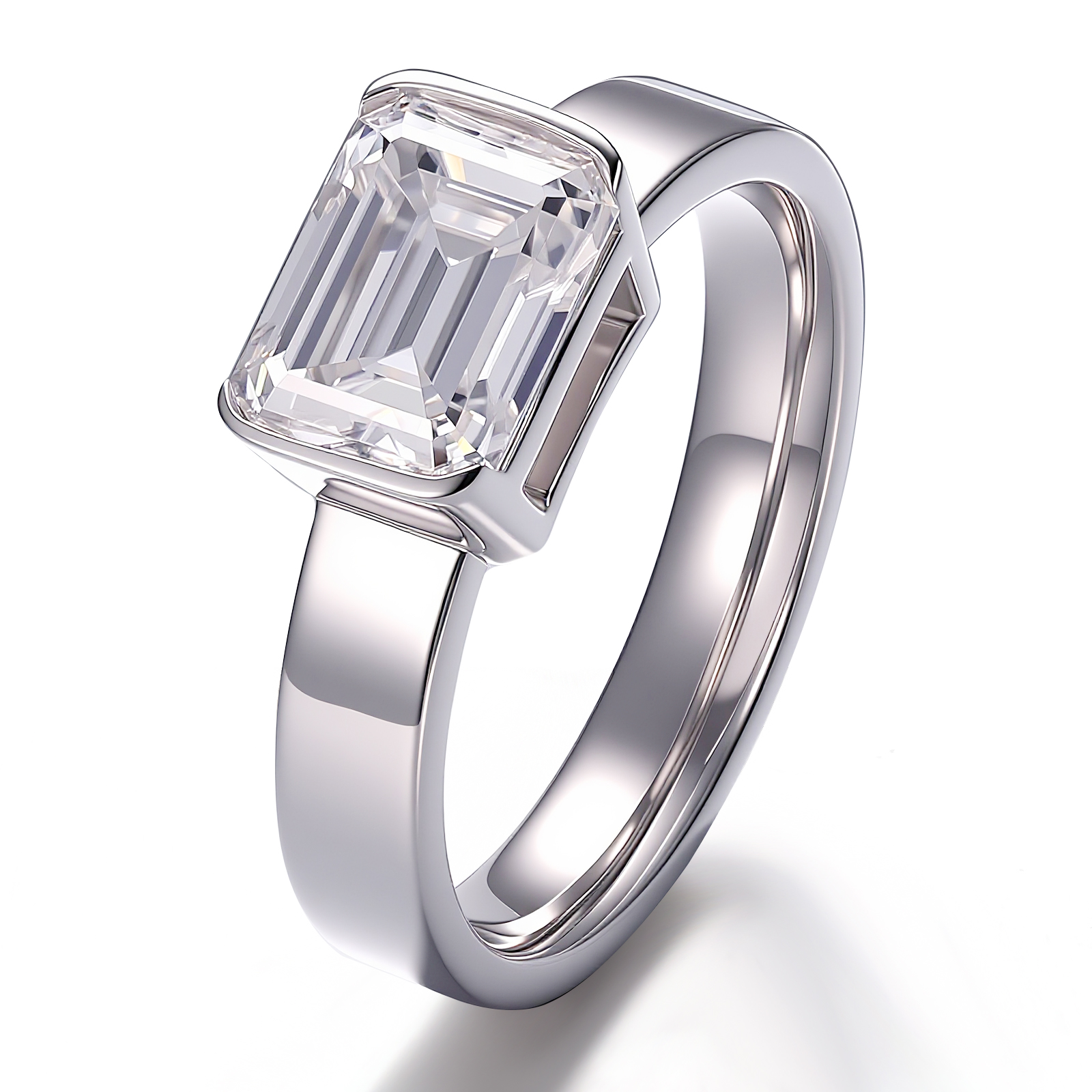 Bague en or massif 18 carats avec diamant moissanite véritable