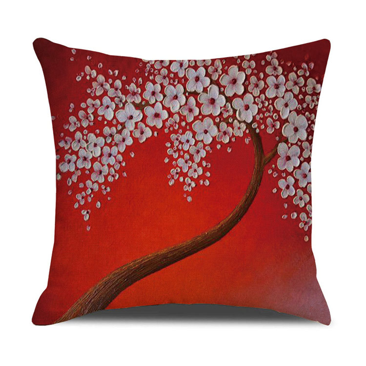 ins Nordic style oil painting tree print linen square pillow cover sofa bed cushion cover