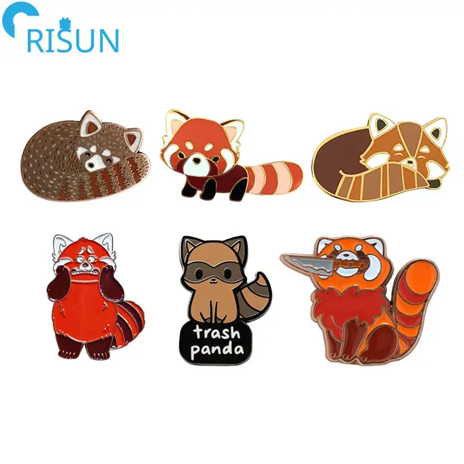 Nhà Sản Xuất Tùy Chỉnh Men Dễ Thương Kawaii Nhỏ Gấu Trúc Gấu Trúc Đỏ Ve Áo Pins Phù Hiệu Trâm Cài Tùy Chỉnh Men Chân Gấu Trúc Đỏ